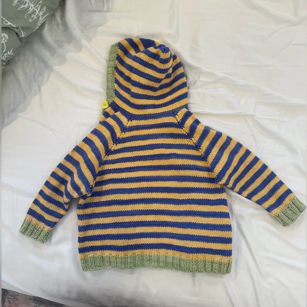 Toddler Boy Striped Hooded Cardigan with colorful buttons